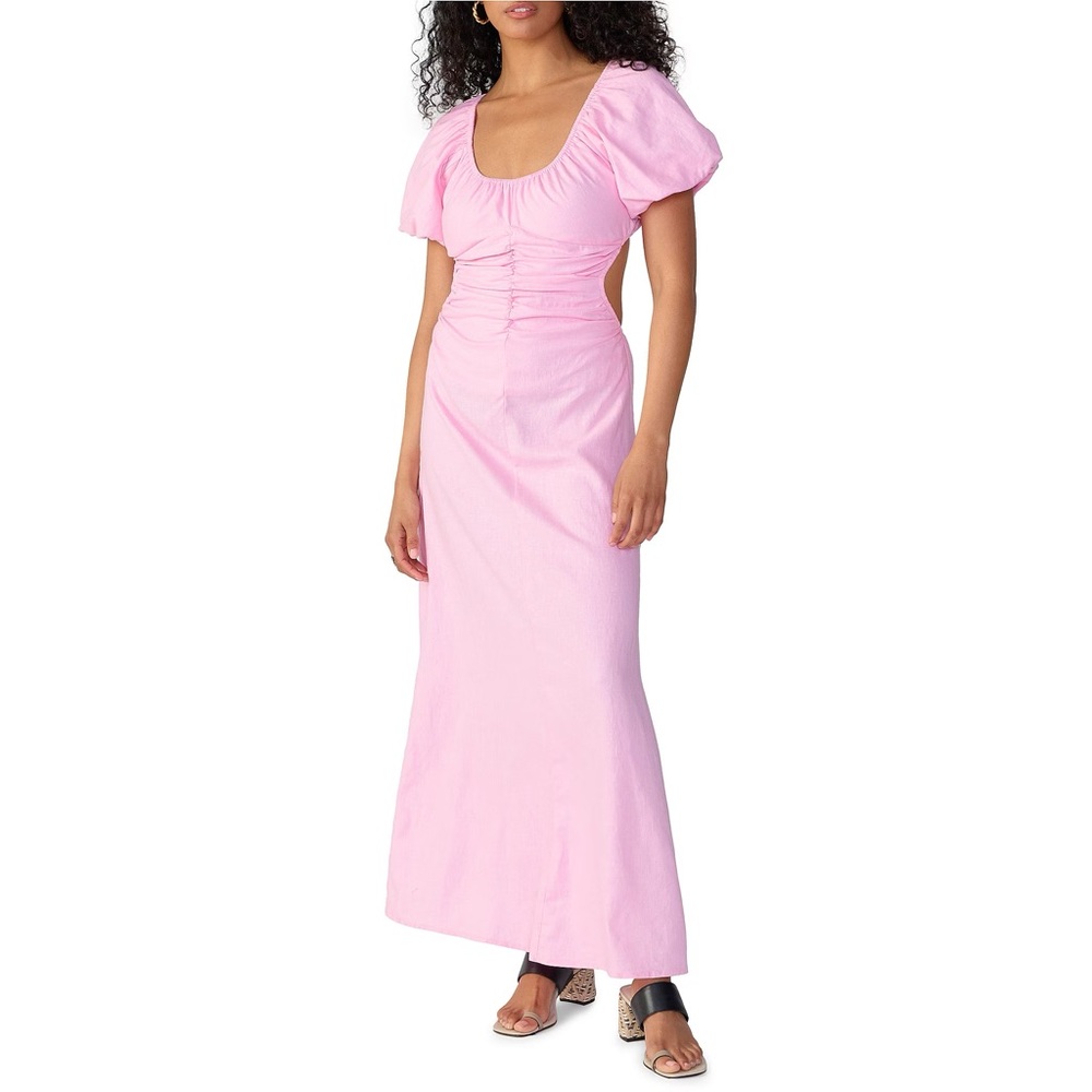 Sanctuary Beach Scoop Neck Short Sleeve Linen Blend Maxi Dress